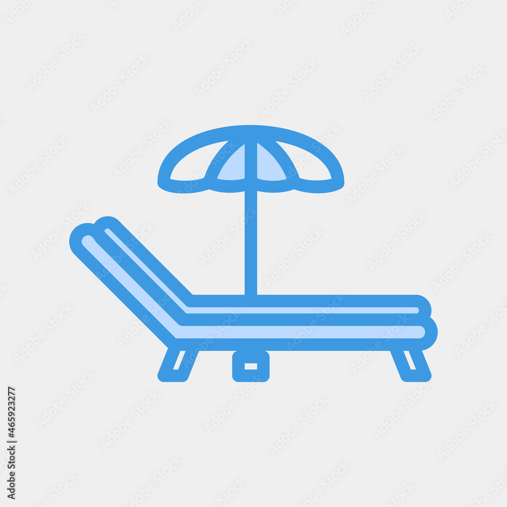 Lounger icon vector illustration in blue style about summer, use for website mobile app presentation Lounger icon vector illustration in blue style about summer, use for website mobile app presentation