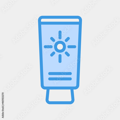 Sunblock icon vector illustration in blue style about summer, use for website mobile app presentation