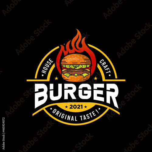 Hot Burger logo Premium Vector