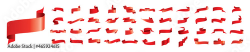 A set of vector red ribbons on a white background