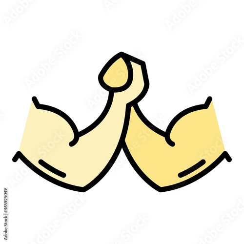 Two men biceps icon. Outline two men biceps vector icon color flat isolated