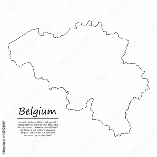 Simple outline map of Belgium  in sketch line style