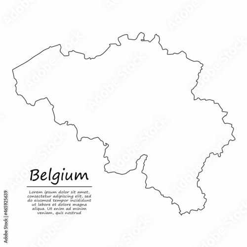 Simple outline map of Belgium, in sketch line style