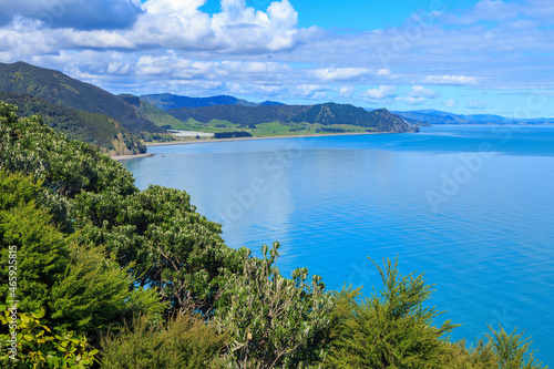 View of scenic Hawai Bay in the eastern Bay of Plenty region, New Zealand
