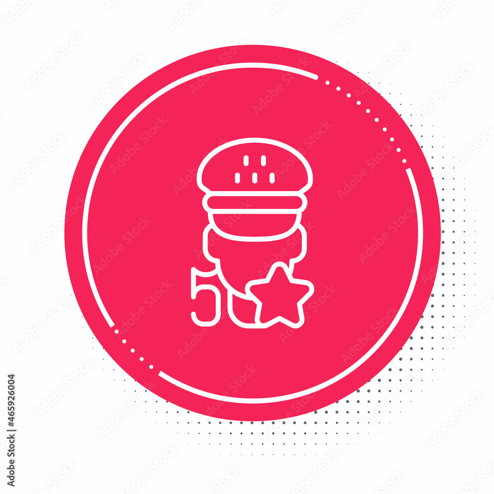 White line Taxi service rating icon isolated on white background. Red circle button. Vector White line Taxi service rating icon isolated on white background. Red circle button. Vector