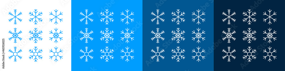 Snowflakes icons set. Winter or Christmas decoration elements. Vector illustration Snowflakes icons set. Winter or Christmas decoration elements. Vector illustration