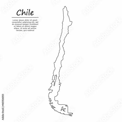 Simple outline map of Chile, in sketch line style