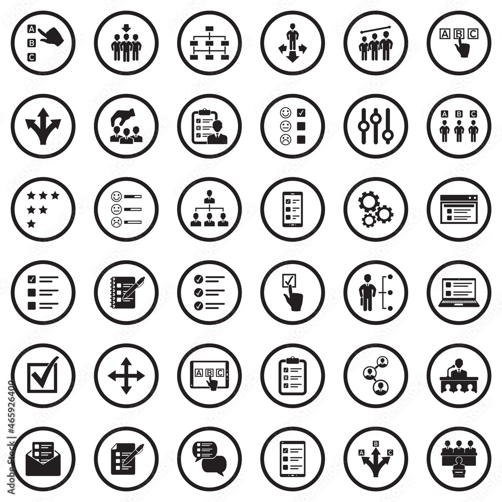 Option Icons. Black Flat Design In Circle. Vector Illustration. Option Icons. Black Flat Design In Circle. Vector Illustration.