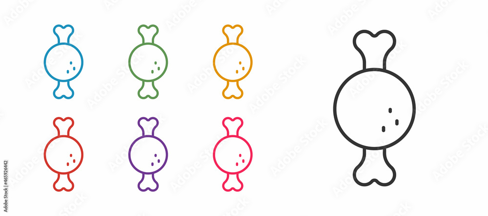 Set line Chicken leg icon isolated on white background. Chicken drumstick. Set icons colorful. Vector Set line Chicken leg icon isolated on white background. Chicken drumstick. Set icons colorful. Vector