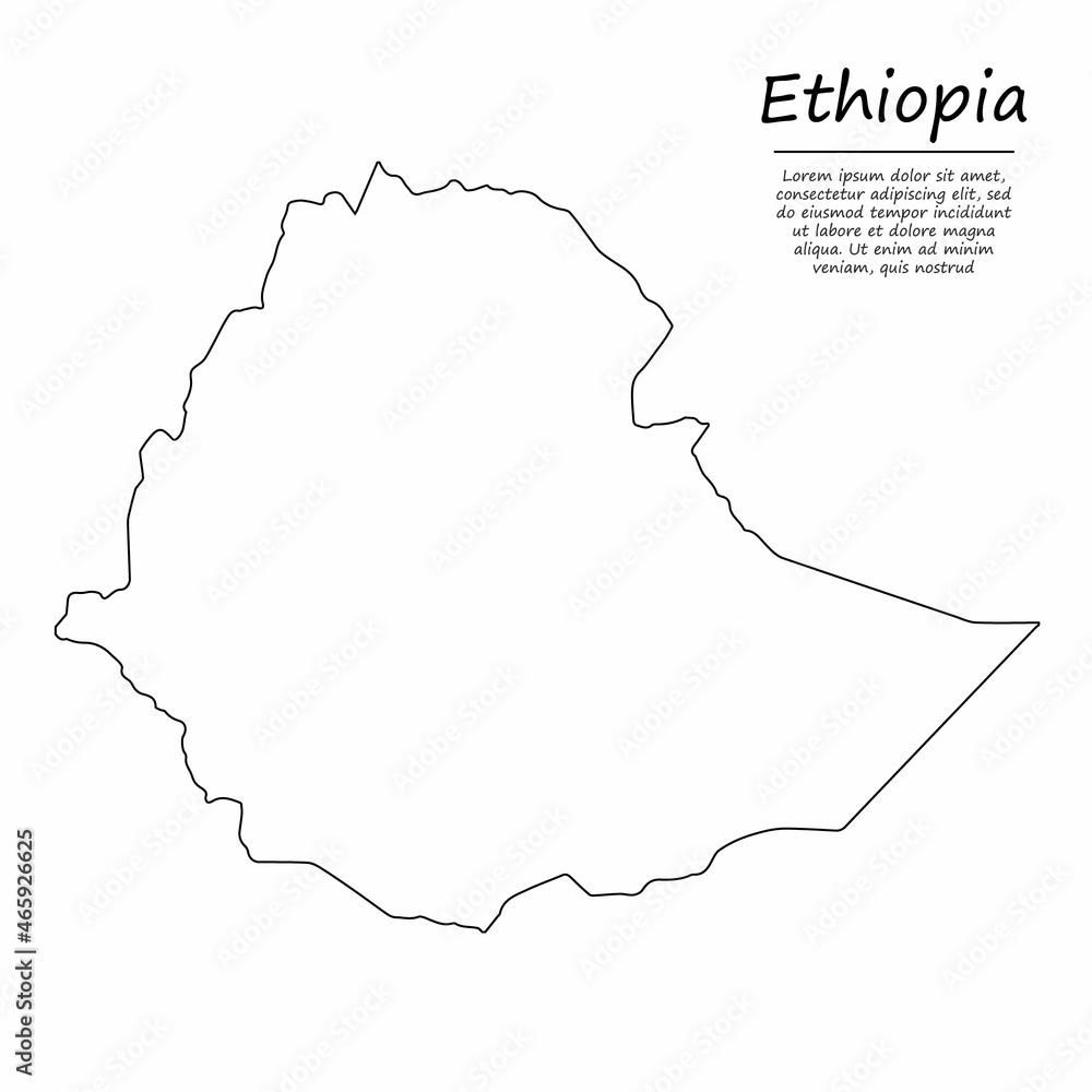 Simple outline map of Ethiopia, in sketch line style Simple outline map of Ethiopia, in sketch line style