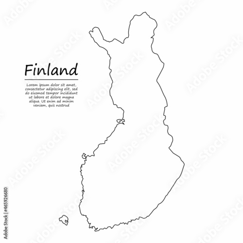 Simple outline map of Finland, in sketch line style