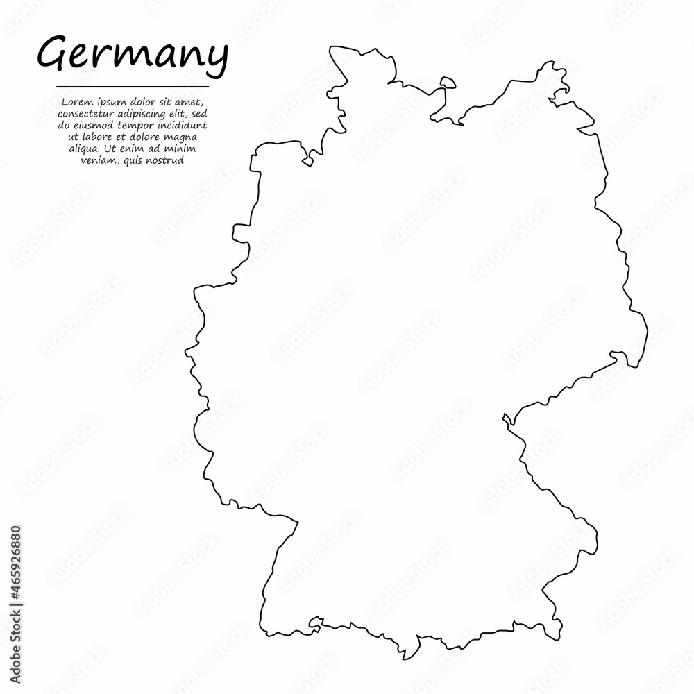 Simple outline map of Germany, in sketch line style