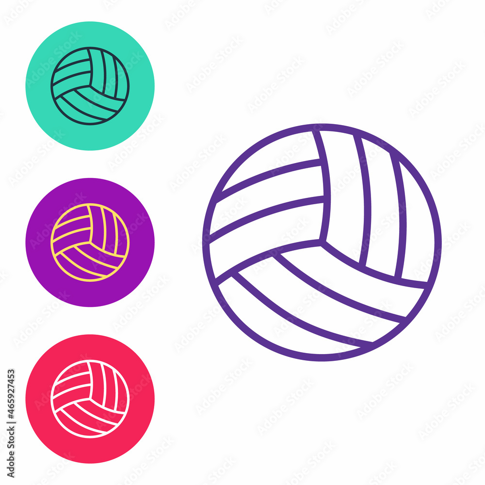 Set line Volleyball ball icon isolated on white background. Sport equipment. Set icons colorful. Vector Set line Volleyball ball icon isolated on white background. Sport equipment. Set icons colorful. Vector