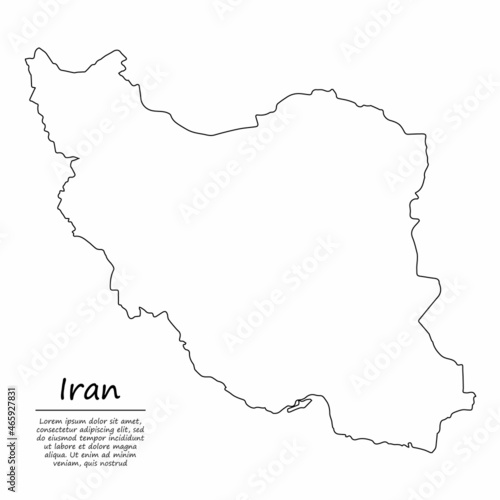Simple outline map of Iran, in sketch line style