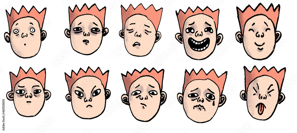 set of boy face expression set of boy face expression
