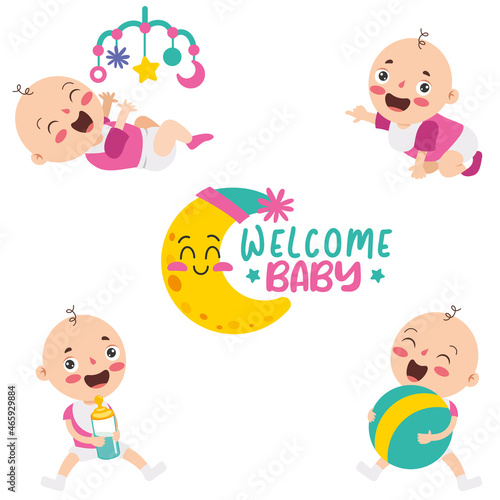 Cartoon Drawing Of A  Newborn Baby Character