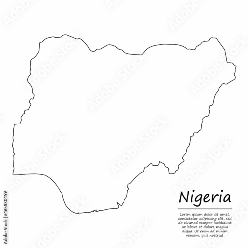 Simple outline map of Nigeria, in sketch line style
