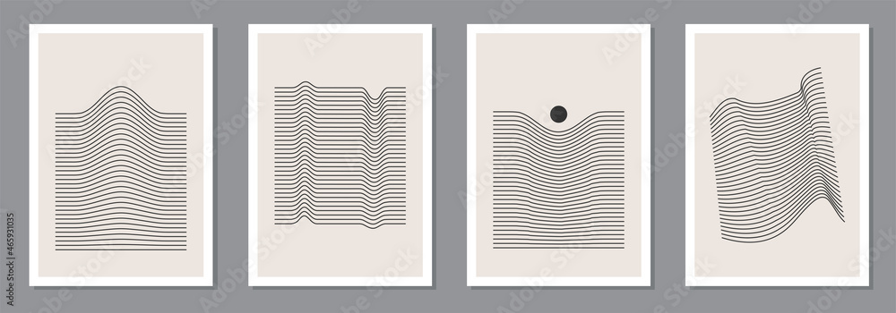 Set of trendy abstract aesthetic minimalist artistic geometric composition - obrazy, fototapety, plakaty 