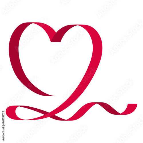 Developing red heart shaped ribbon love for greeting cards stock illustration