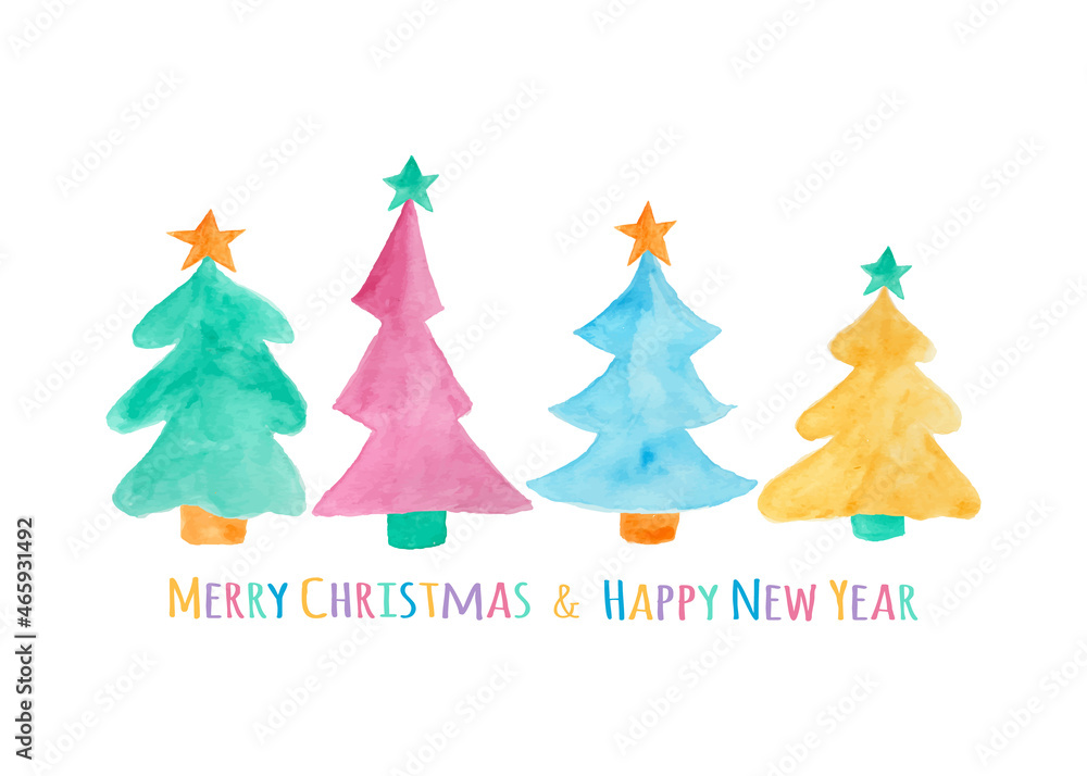 Watercolor cute and fun doodle Christmas tree as background. Watercolor cute and fun doodle Christmas tree as background.