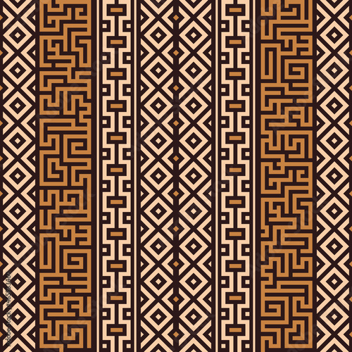 African Print Fabric. Vector Seamless Tribal Pattern. Traditional Ethnic Hand Drawn Ornament for your Design Cloth, Carpet, Rug, Wrap