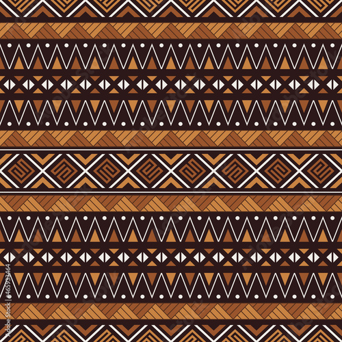 African Print Fabric. Vector Seamless Tribal Pattern. Traditional Ethnic Hand Drawn Ornament for your Design Cloth, Carpet, Rug, Wrap