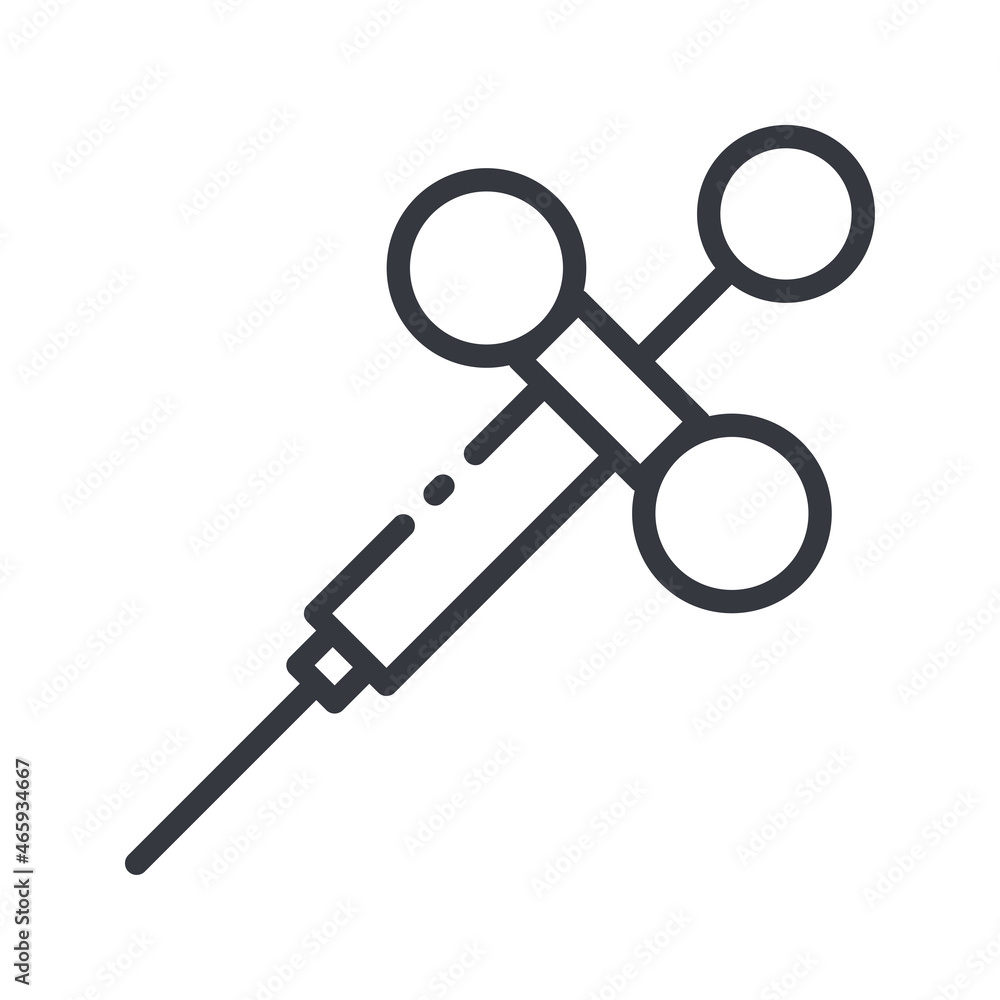 Line icon of a dental care. Anesthesia symbol isolated Line icon of a dental care. Anesthesia symbol isolated