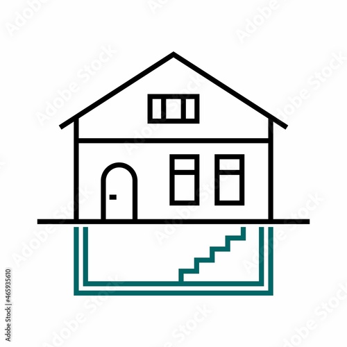 House with an attic and a basement drawing in outline style