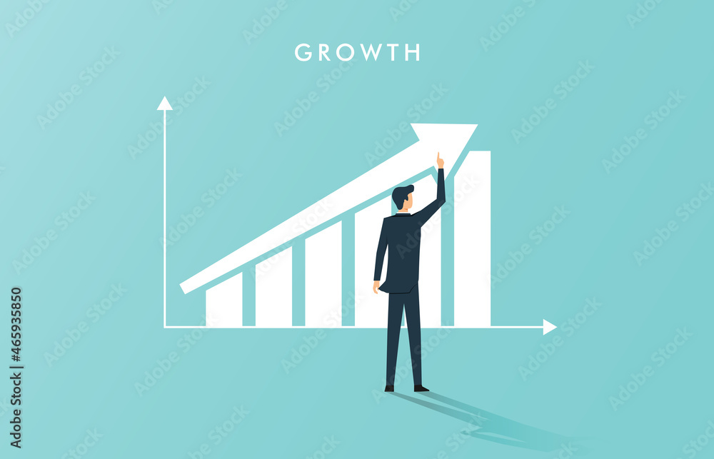 Business growth concept with upward arrow chart, symbol of success and achievement Business growth concept with upward arrow chart, symbol of success and achievement