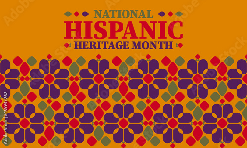 National Hispanic Heritage Month in United States. Celebrate annual in September and October. Latin American and Hispanic ethnicity culture. National fabric vector textures. Traditional festival