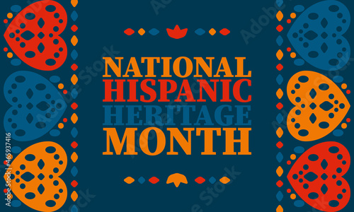 National Hispanic Heritage Month in United States. Celebrate annual in September and October. Latin American and Hispanic ethnicity culture. National fabric vector textures. Traditional festival