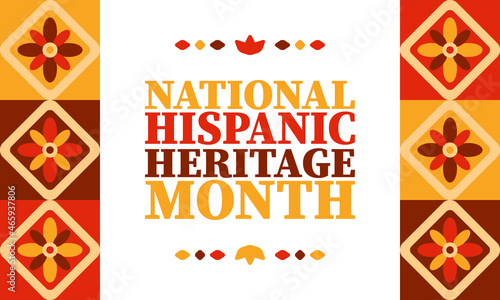 National Hispanic Heritage Month in United States. Celebrate annual in September and October. Latin American and Hispanic ethnicity culture. National fabric vector textures. Traditional festival