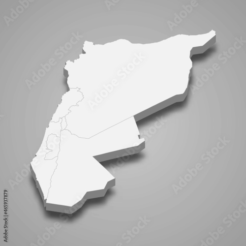 3d isometric map of Levant region, isolated with shadow photo