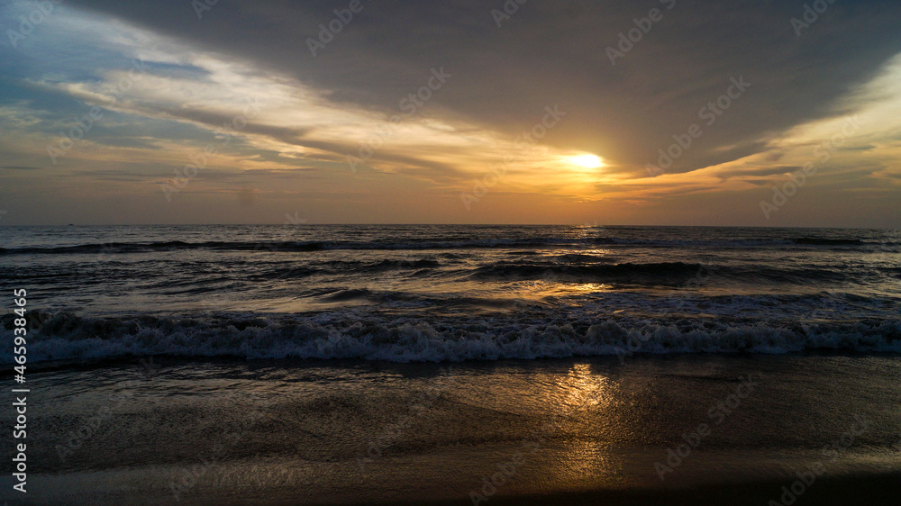 Sun Set in Snehatheeram beach in Thrissur, Kerlala, India