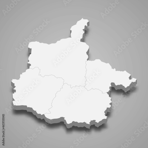 3d isometric map of Ardennes is a department in France photo