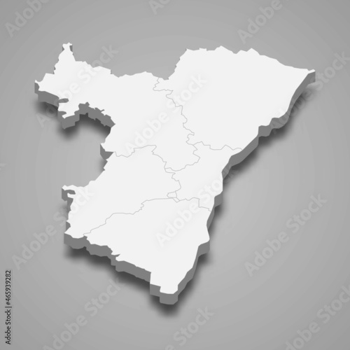 3d isometric map of Bas-Rhin is a department in France