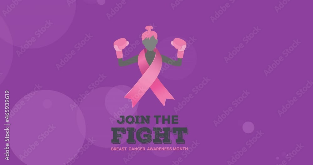 Animation of breast cancer awareness text on purple background Animation of breast cancer awareness text on purple background