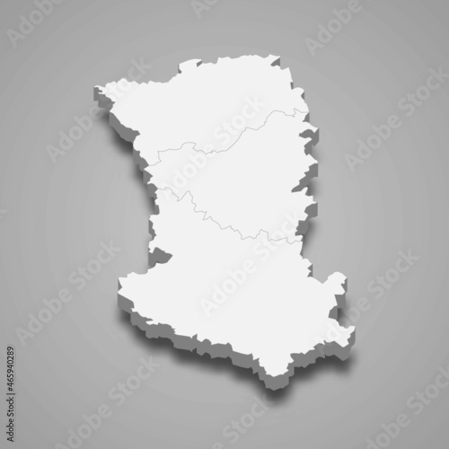 3d isometric map of Deux-Sevres is a department in France