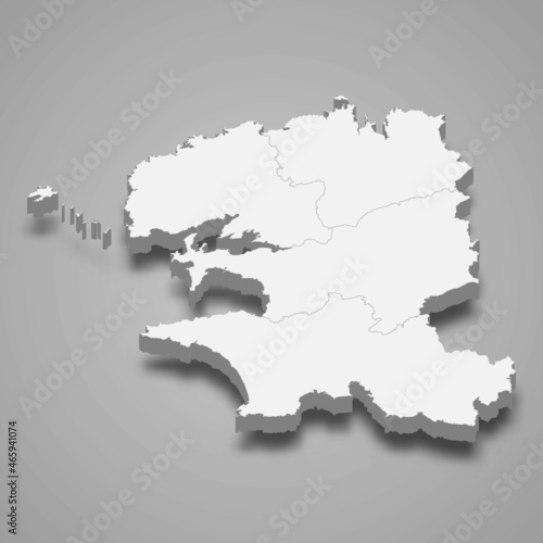 3d isometric map of Finistere is a department in France photo