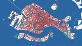 Venice map. Detailed map of Venice city administrative area. Cityscape urban panorama.