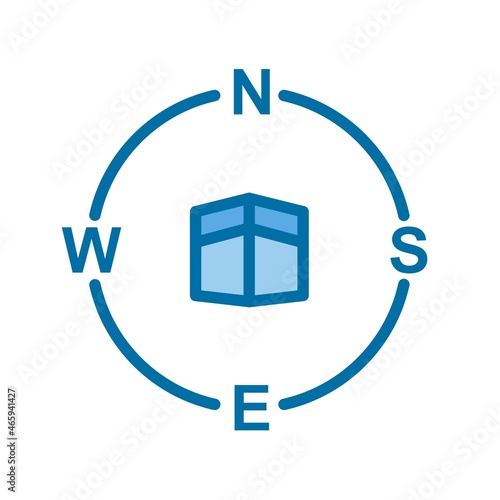 Qibla Direction Filled Blue Vector Icon Design