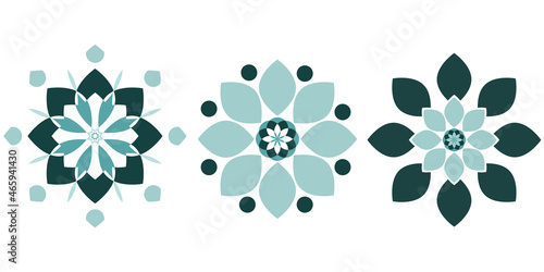 Geometric logo template. Round arabic ornamental symbols. Floral pattern. Moroccan print. Colored mandala illustration.