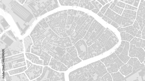 White and light grey Venice City area vector background map, streets and water cartography illustration.