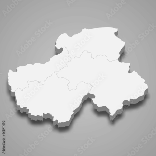 3d isometric map of Haute-Savoie is a department in France