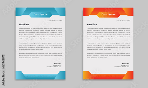 Modern Creative & Clean business style letterhead. letterhead business corporate print design. set to print with vector
