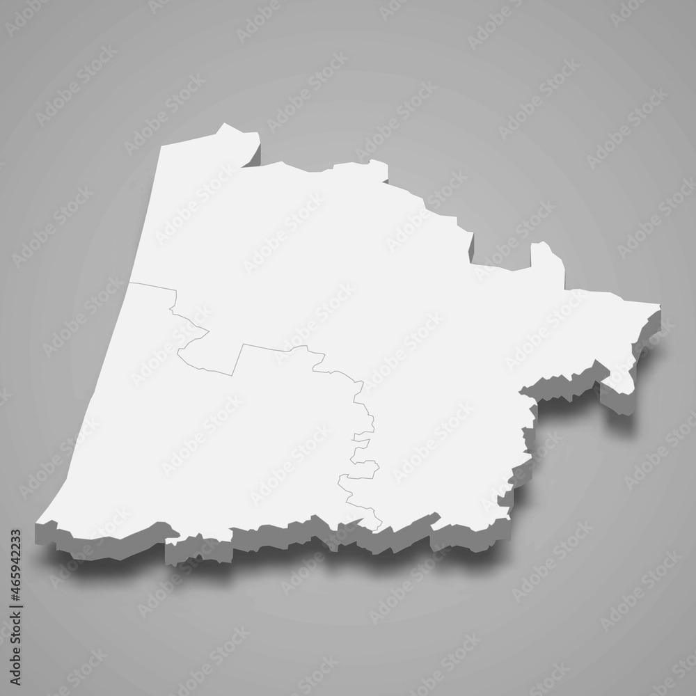 3d isometric map of Landes is a department in France 3d isometric map of Landes is a department in France