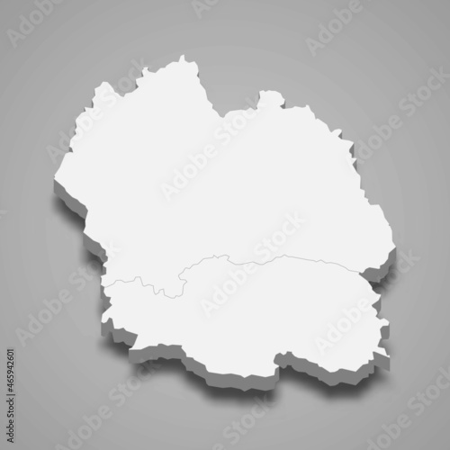 3d isometric map of Lozere is a department in France