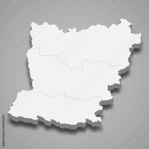 3d isometric map of Mayenne is a department in France