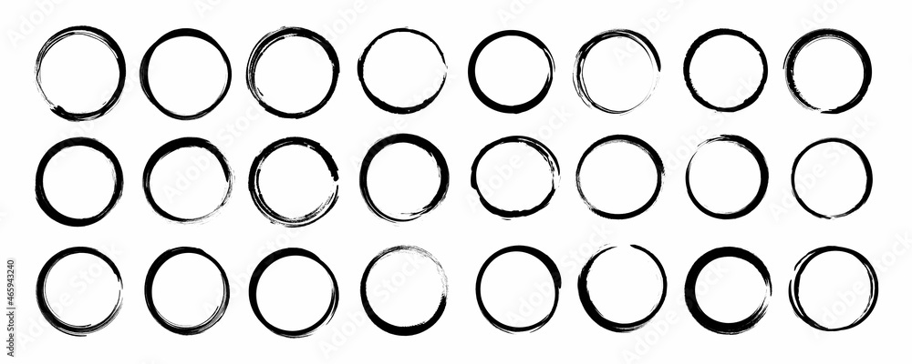 24 circle brushes. Icon set vector illustration
