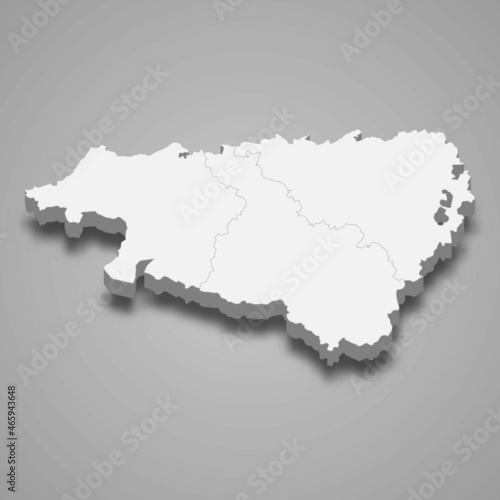 3d isometric map of Pyrenees-Atlantiques is a department in France